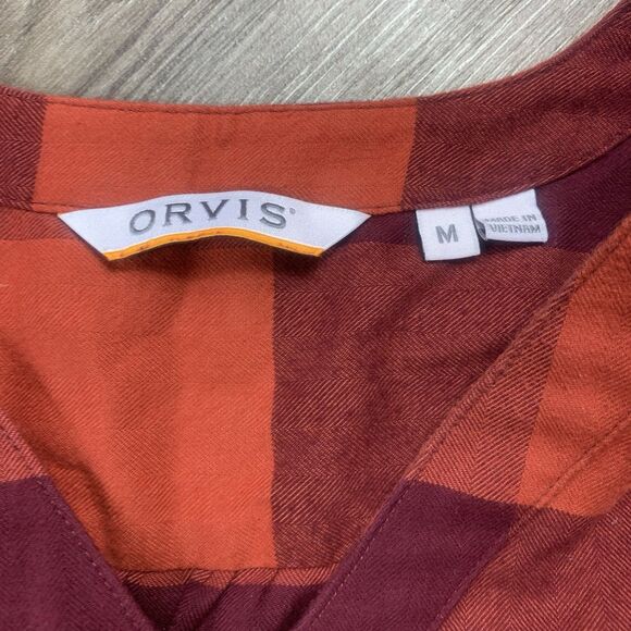 Orvis Blouse Button Shirt Red Plaid Super Soft Lightweight Women Size M - Picture 3 of 8